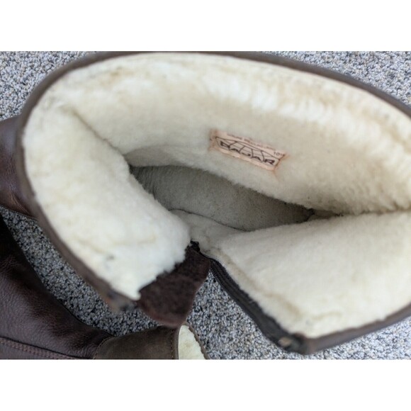 Pajar Canada Women's/ Men's Brown Leather  Tracker Side Zip Sherpa Lined Patches - Picture 8 of 11